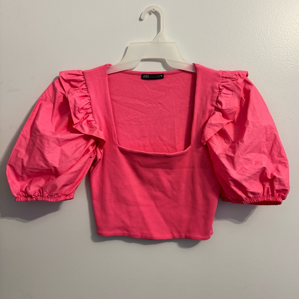 Pink Zara Puff Sleeve Top